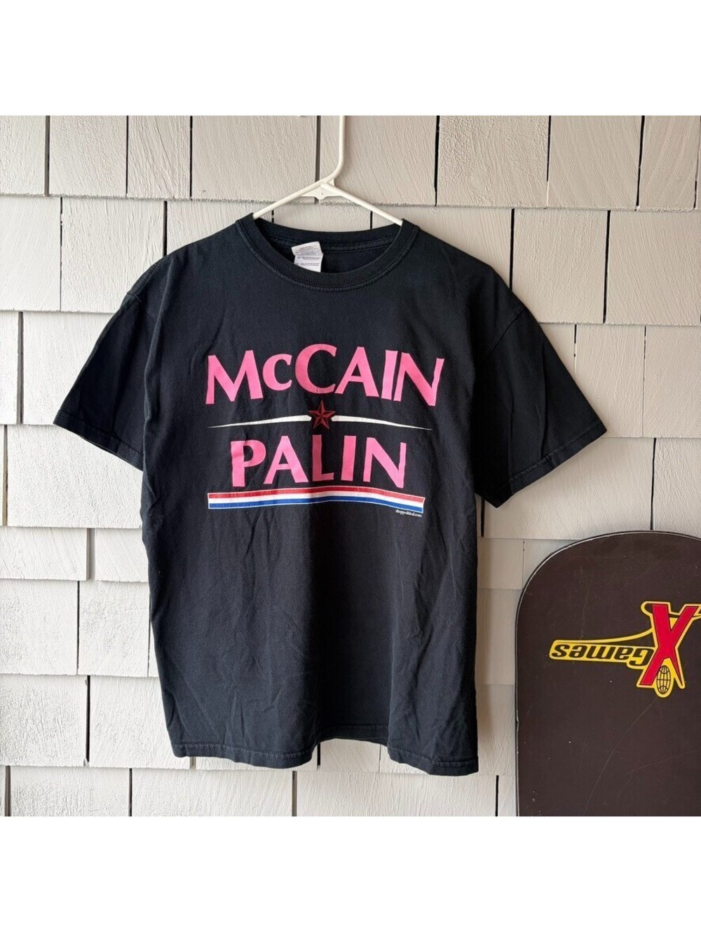 McCain Palin 2008 Campaign Tee Mens Medium Black Political Tee Funny Boxy Y2K